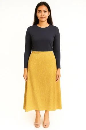 Rok Midi Bunga Kuning Ceria