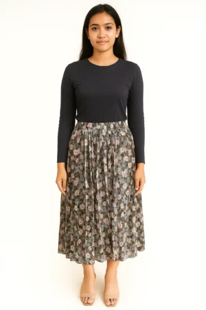 Rok Midi Bunga Misty Garden