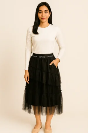 Rok Tulle Ruffle Hitam