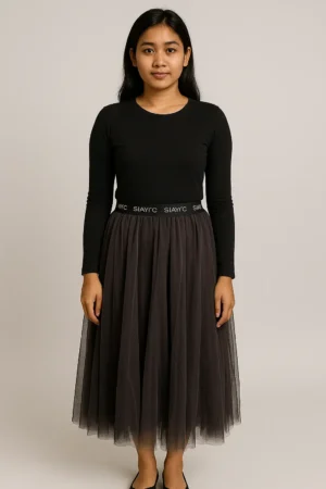 Rok Tulle abu-abu Tua