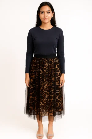 Rok Tulle Leopard Coklat