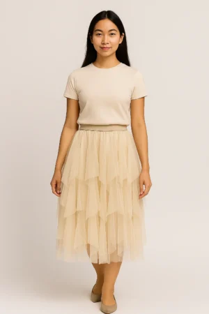 Rok Tulle Layer Cream Princess