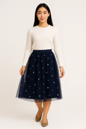 Rok Tulle Bintang Navy