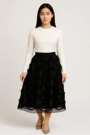 Rok Hitam Fringe Layer