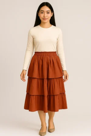 Rok Midi Paperbag Terracotta
