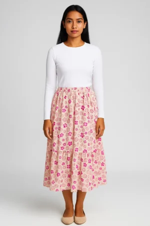 Rok Bunga Pink Cream