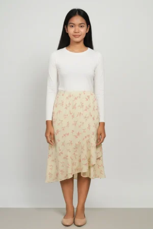 Rok Asimetris Floral Lemon