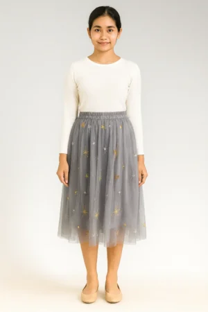 Rok A-line Midi Polos Beige