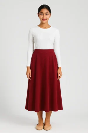 Rok Midi Flare Marun