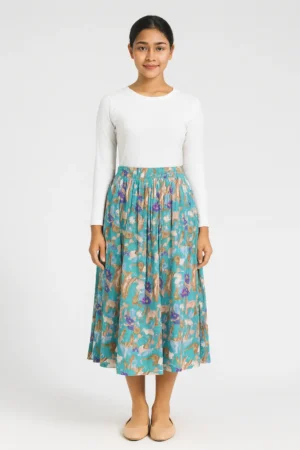 Ocean Bloom Midi Skirt
