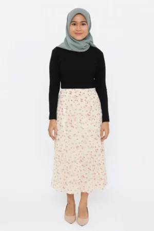 Ivory Ditsy Floral A-Line Maxi Skirt