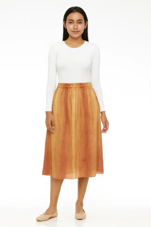 Rok Midi Organza Gradasi Emas