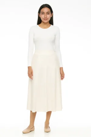 Rok Midi A-Line Putih Gading