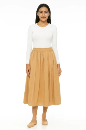 Rok Midi Flowy Camel