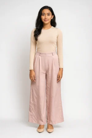 Celana palazzo high waist berlipit