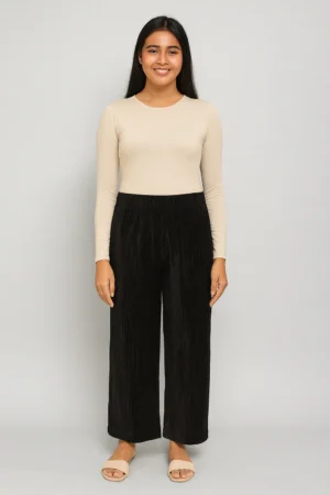 Celana Palazzo Plisket Hitam