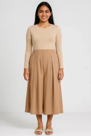 Celana Kulot Midi Warna Khaki