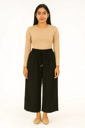 Celana Kulot Hitam Tali Serut