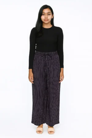 Celana Kulot Panjang Garis Tali Ikat