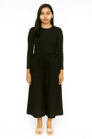 Celana Kulot Hitam Pinggang Smock