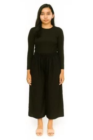 Celana Kulot Hitam Pinggang Smock