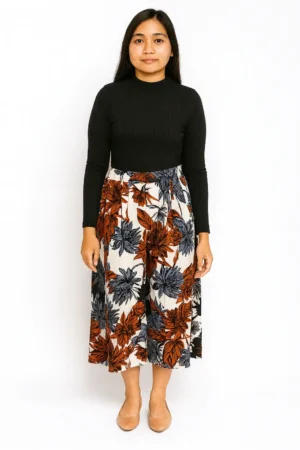 Celana Kulot Midi Motif Bunga