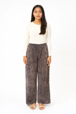 Celana Palazzo Karet Abu-abu Washed