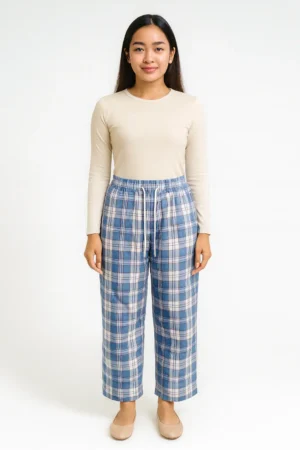 Celana Kotak Biru Santai