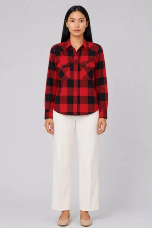 Kemeja Flanel Merah Hitam Wanita