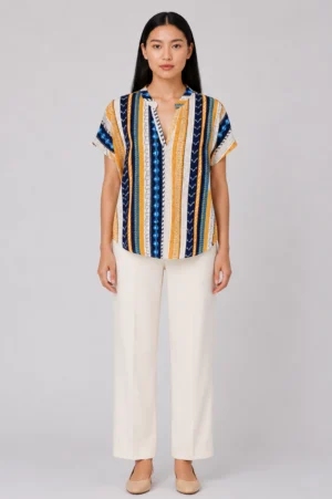 Blouse Oversize Motif Tribal Garis