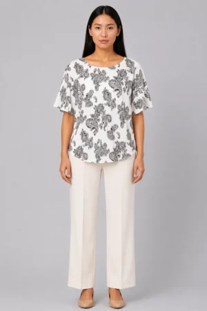 Blouse Paisley Ivory Fit Longgar