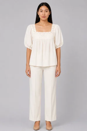Blouse Boho Cream Detail Smock