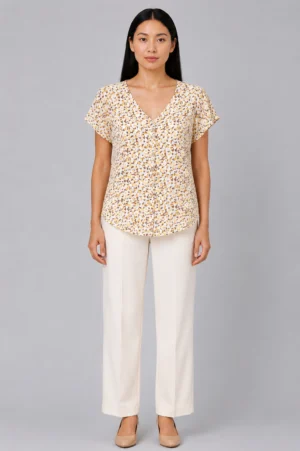 Blouse Floral Kancing Depan Wanita