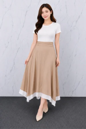 Rok Layer Asimetris Nude Wanita