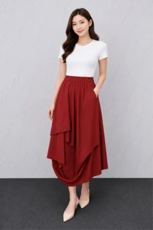 Rok Layer Merah Bata Oversize