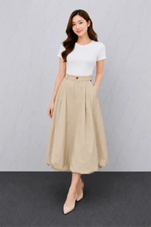 Rok Balon Krem Wanita