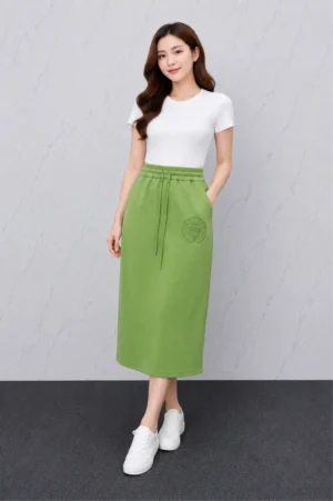 Rok Midi Hijau Sporty Casual