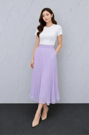 Rok Plisket Chiffon Lavender Pastel