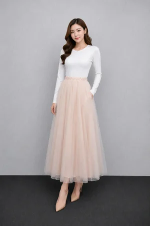 Rok Tulle Pink Nude Wanita
