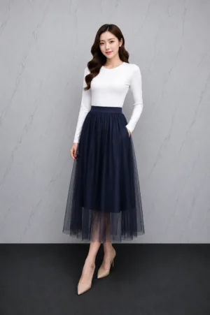 Rok Glitter Ungu Dusty Wanita