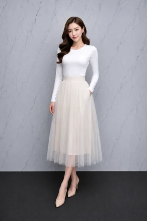 Rok Lace Cream Floral Wanita
