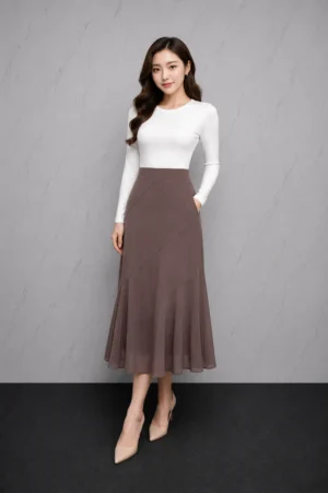 Rok Mermaid Coklat Mocca Wanita