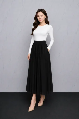 Rok Panjang Hitam Flowly Wanita
