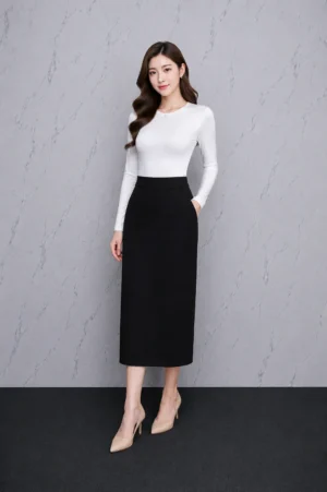 Rok Span Hitam Midi Formal