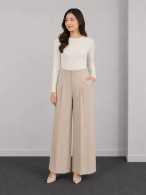 Celana Kulot Wanita Beige Wide Leg