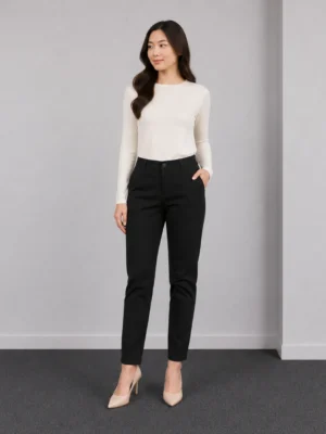 Celana Panjang Tapered Plisket Coklat