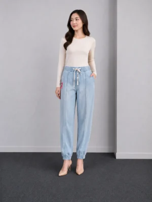 Celana Jogger Denim Biru Muda