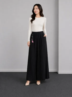 Celana Kulot Plisket Hitam