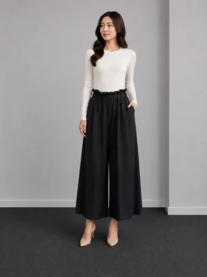 Celana Kulot Hitam Paperbag