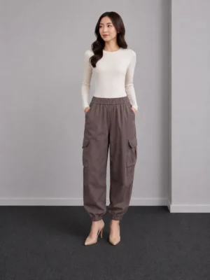 Celana Cargo Jogger Coklat Taupe